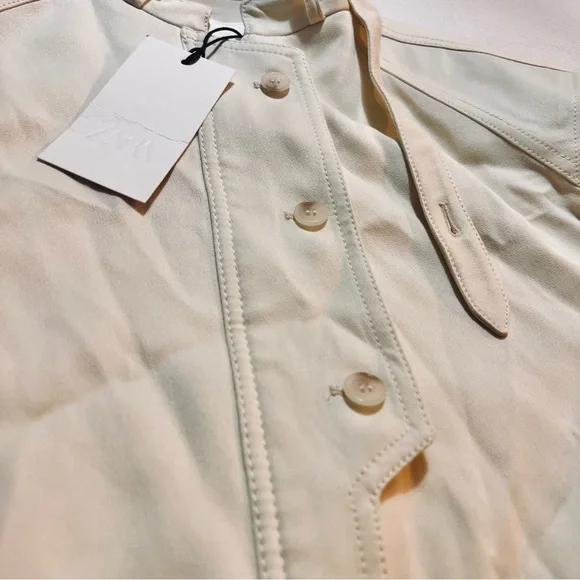 ZARA Ecru Button Up Light Jacket S NWT, lined - Picture 12 of 15
